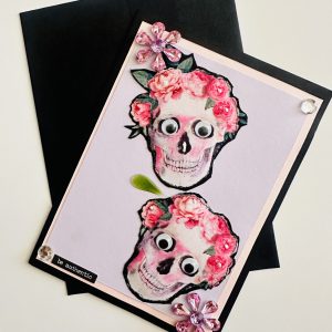 "Be Authentic" Stitched Double Floral Skull Card