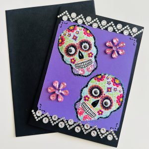 Double Celebration Stitched Sugar Skull Card