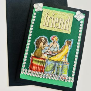 "Friend" Stitched Retro Beach Ladies Card