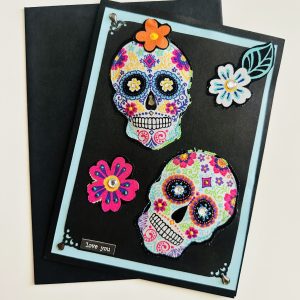 Love You Stitched Sugar Skull Card