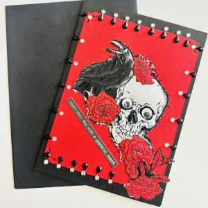 "Grateful Heart" Stitched Raven & Skull Card