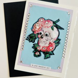 Stitched Rose Skull Card