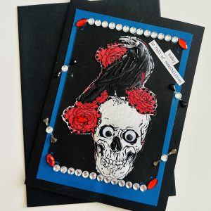 "Possibilities" Stitched Raven & Skull Card